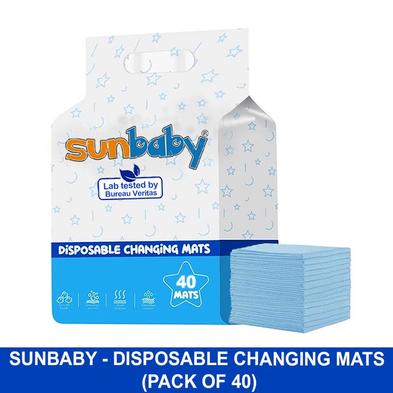 SunBaby - Disposable Changing Mats Large Pack of 40 - Blue