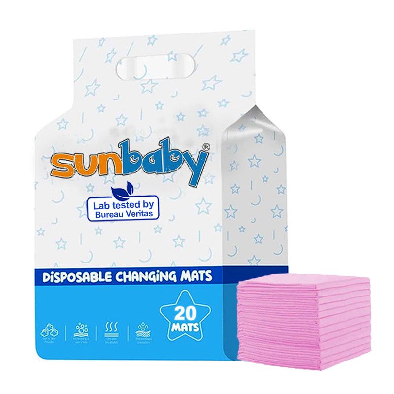 SunBaby - Disposable Changing Mats Large Pack of 20 - Pink