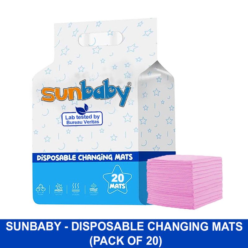 SunBaby - Disposable Changing Mats Large Pack of 20 - Pink