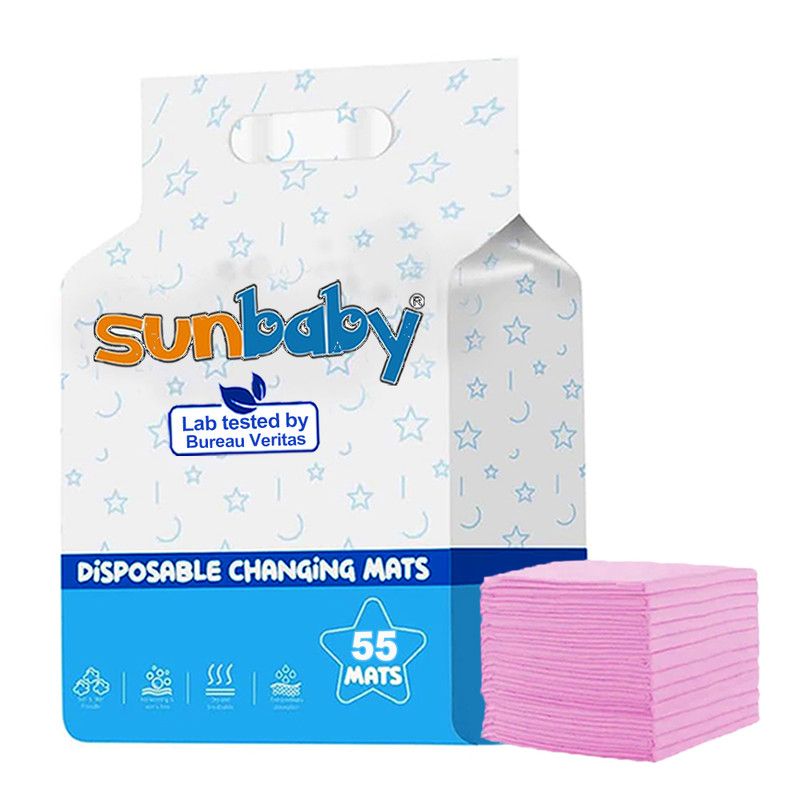 SunBaby - Disposable Changing Mats Large Pack of 55 - Pink