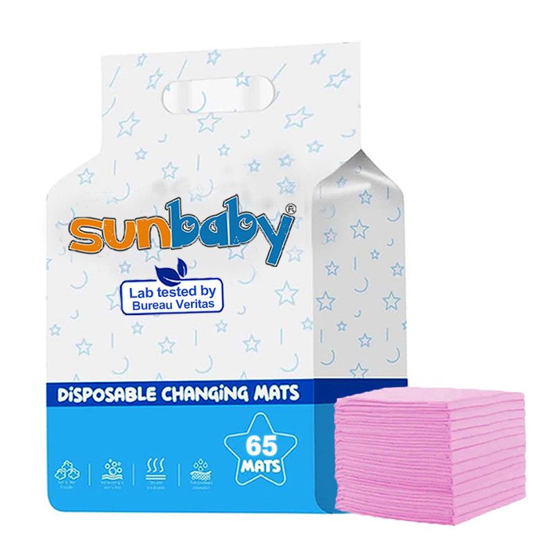 SunBaby - Disposable Changing Mats Large Pack of 65 - Pink