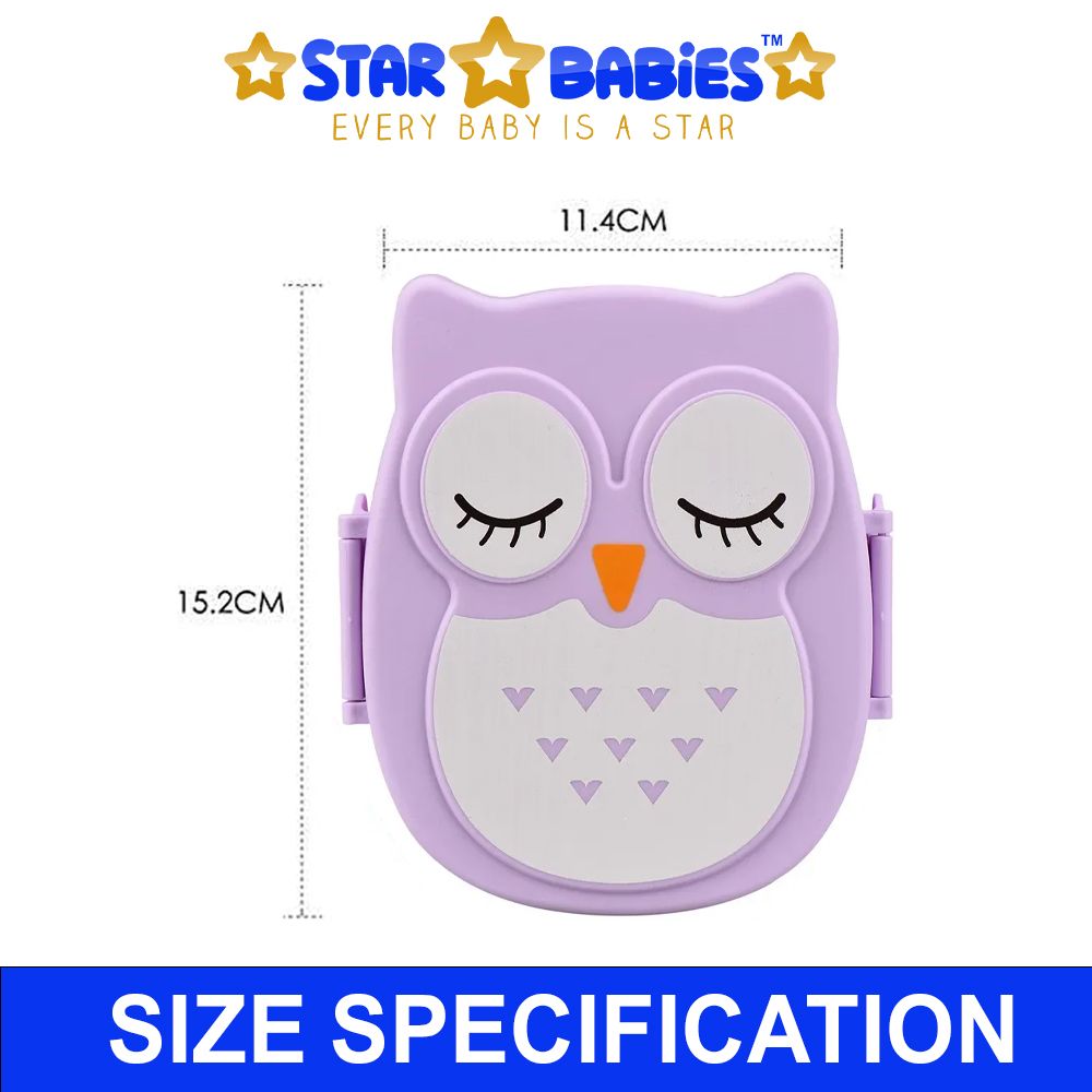 Star Babies - Cartoon Owl Lunch Box With 2 Compartments And Spoon - Purple