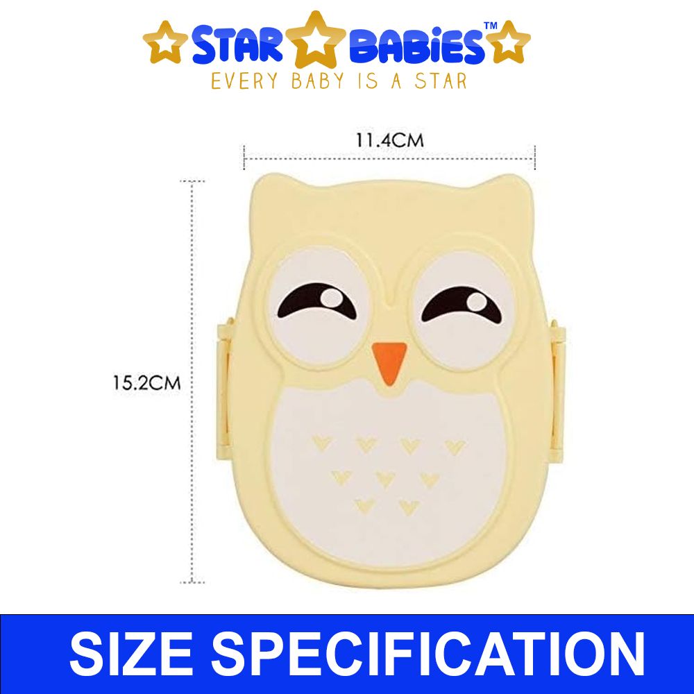 Star Babies - Cartoon Owl Lunch Box With 2 Compartments And Spoon - Yellow