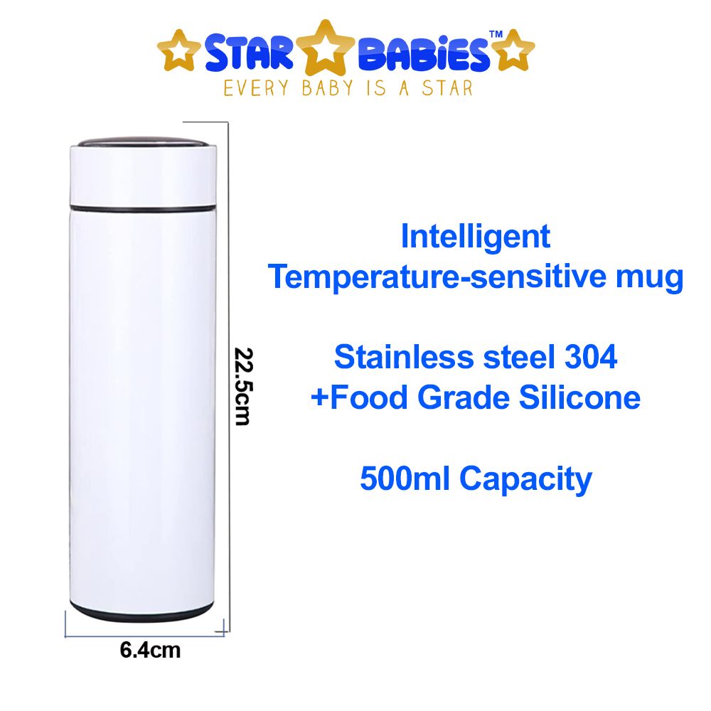 Star Babies - Insulated Stainless Steel Water Bottle - White - 500ml