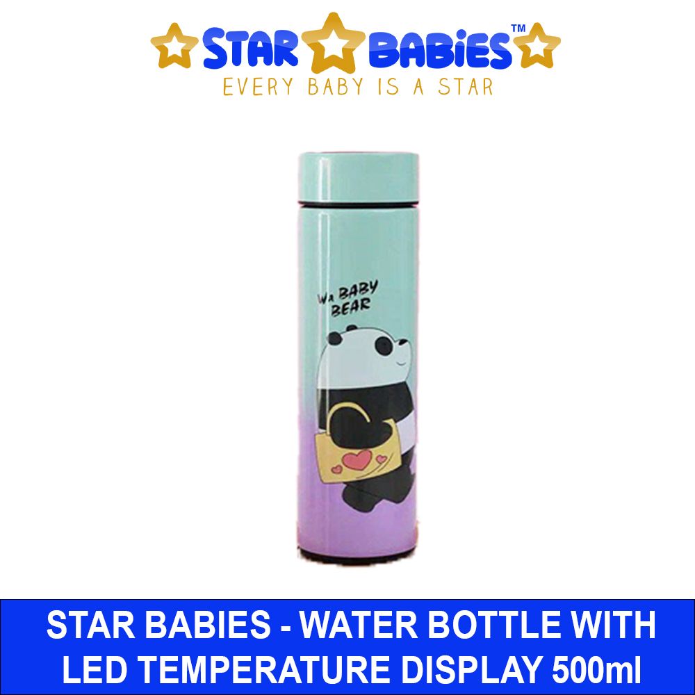 Star Babies - Baby Bear Water Bottle With Led - Panda - 500ml