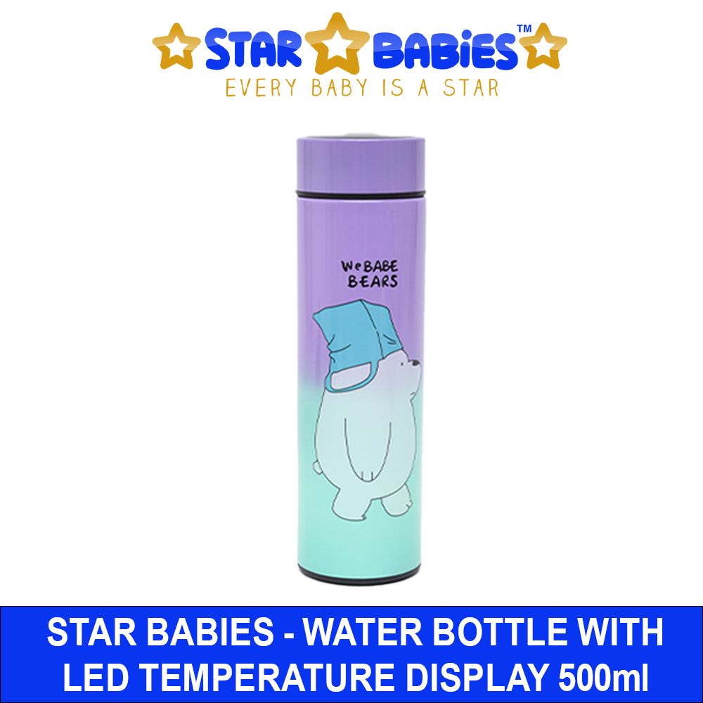 Star Babies - Baby Bear Water Bottle With Led - White Bear - 500ml