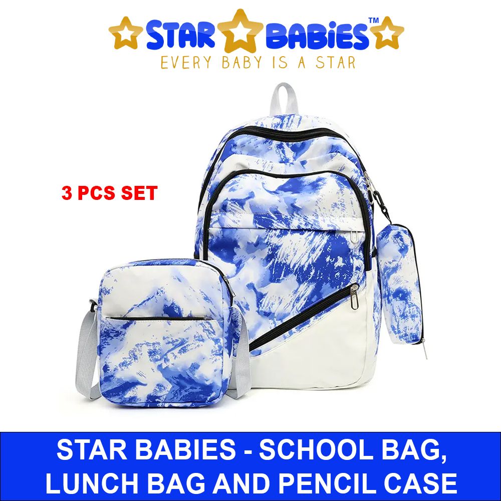 Star Babies - Backpack With Lunch Box Bag & Pencil Case 3pc Set - Blue