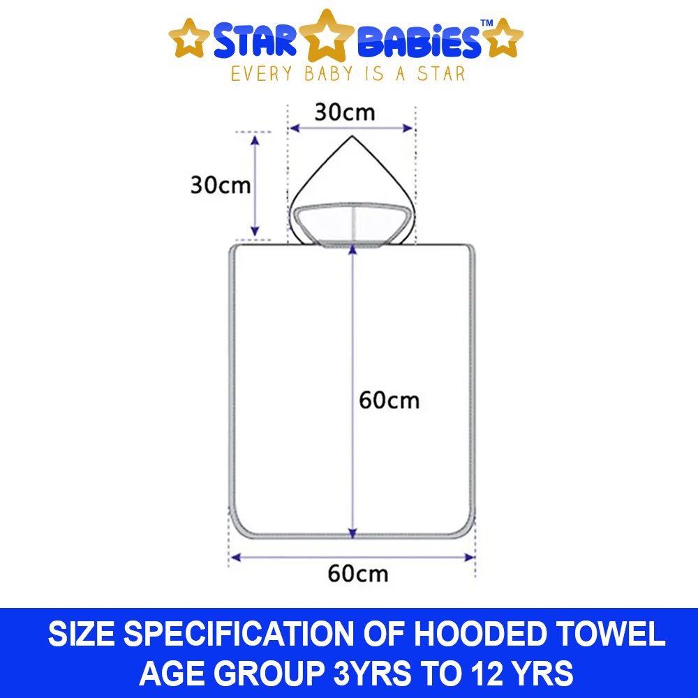 Star Babies - Beach Towel With Dinosaur Printed Hooded Towel