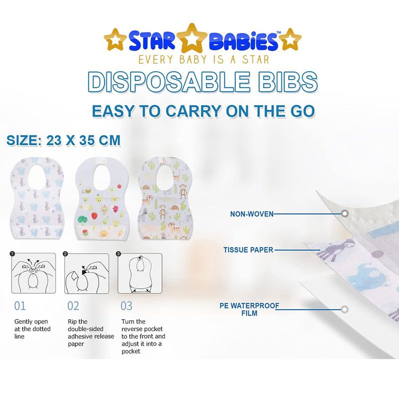 Star Babies - Disposable Bibs - Animal - Pack of 40