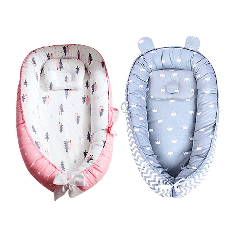 Star Babies - Baby Sleeping Lounger Pod 2-Pc Set - Grey/Pink