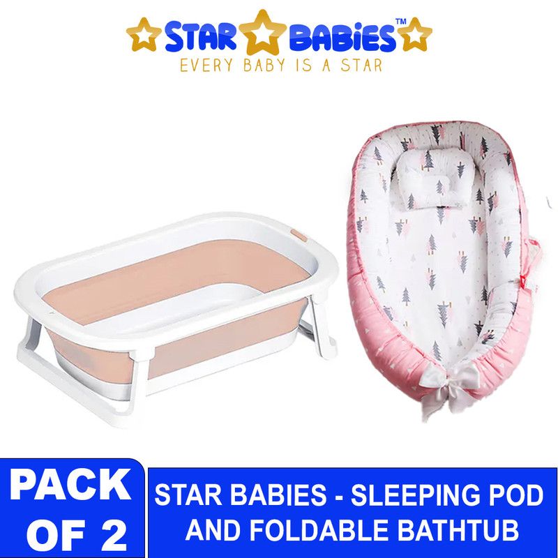 Star Babies - Baby Sleeping Pod With Baby Foldable Bath Tub - Pink