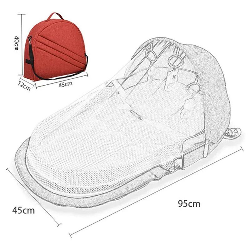 ستار بيبيز - مهد مواليد جانبي قابل للتعديل مع شبكة وسلة تخزين ومهد مواليد مع ناموسية - رمادي