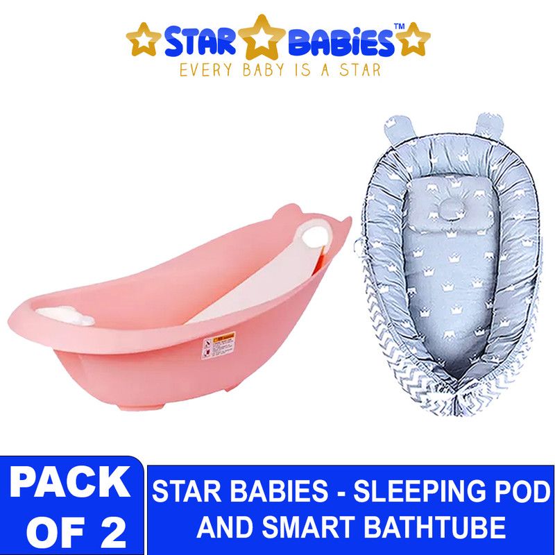 Star Babies - Baby Sleeping Pod With Smart Bathtub - Grey/Pink