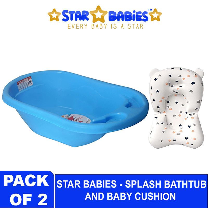 Star Babies - Sunbaby Splash Bathtub With Baby Bath Cushion - Blue