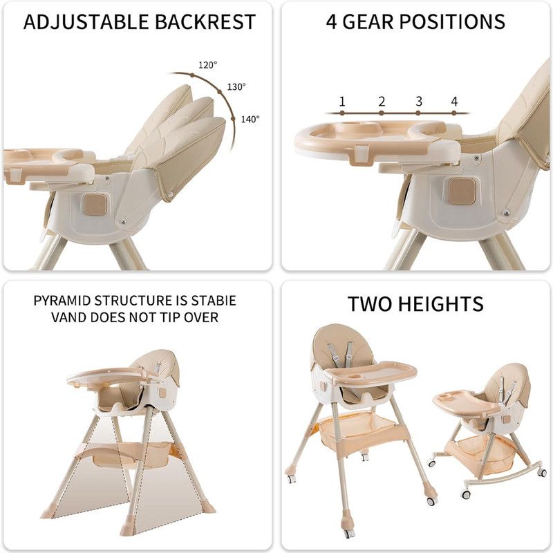 Star Babies - Baby High Chair With Organic Wheat Plate - Cream