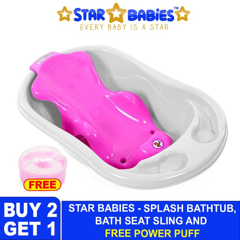 Star Babies - Sunbaby Splash Bathtub And Baby Sling With Powder Puff - White/Pink