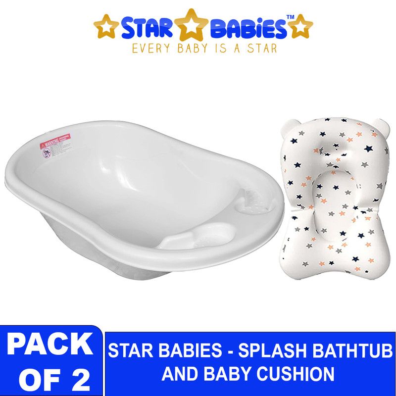 Star Babies - Sunbaby Splash Bathtub With Baby Bath Cushion - White