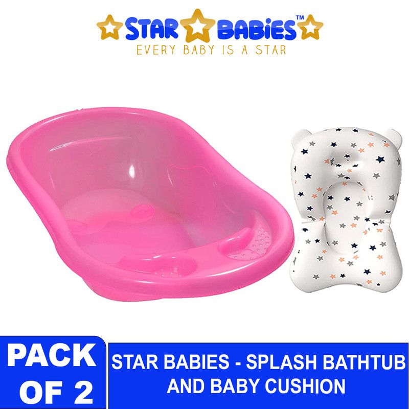 Star Babies - Sunbaby Splash Bathtub With Baby Bath Cushion - Pink