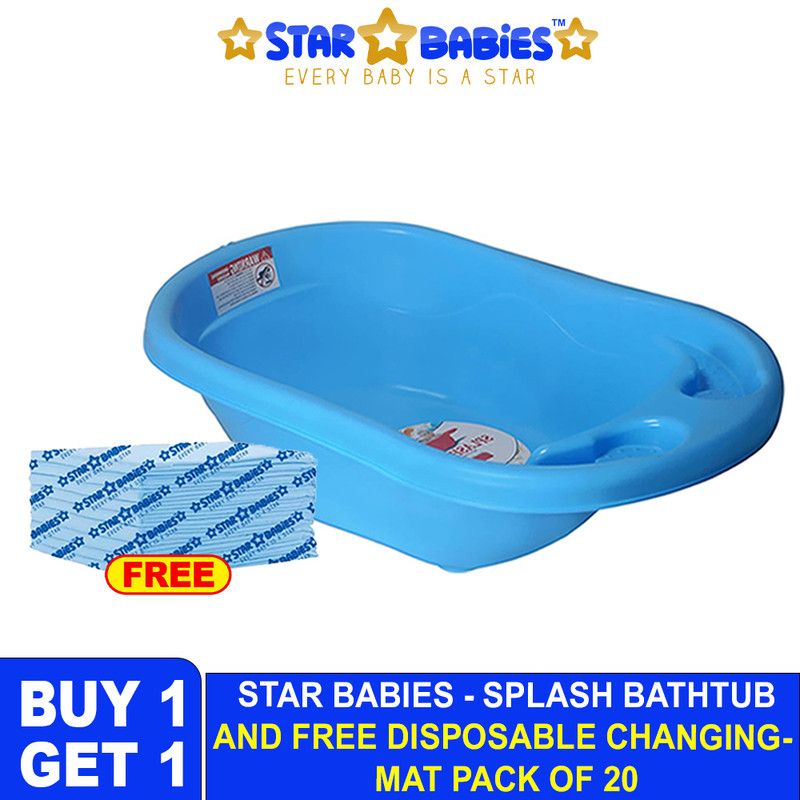 Star Babies - Sunbaby Splash Bath Tub With Disposable Changing Mat - Blue - 20 Pcs