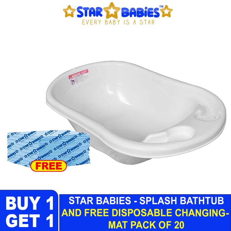 Star Babies - Sunbaby Splash Bath Tub With Disposable Changing Mat - White - 20 Pcs