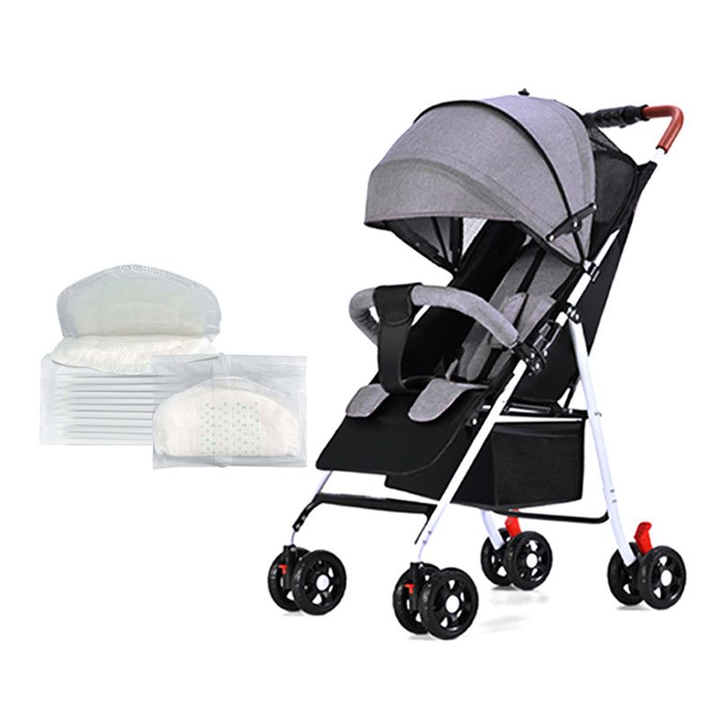 Star Babies - Lightweight Portable Infant Stroller With Free 25-pcs Disposable Breast Pad - Grey