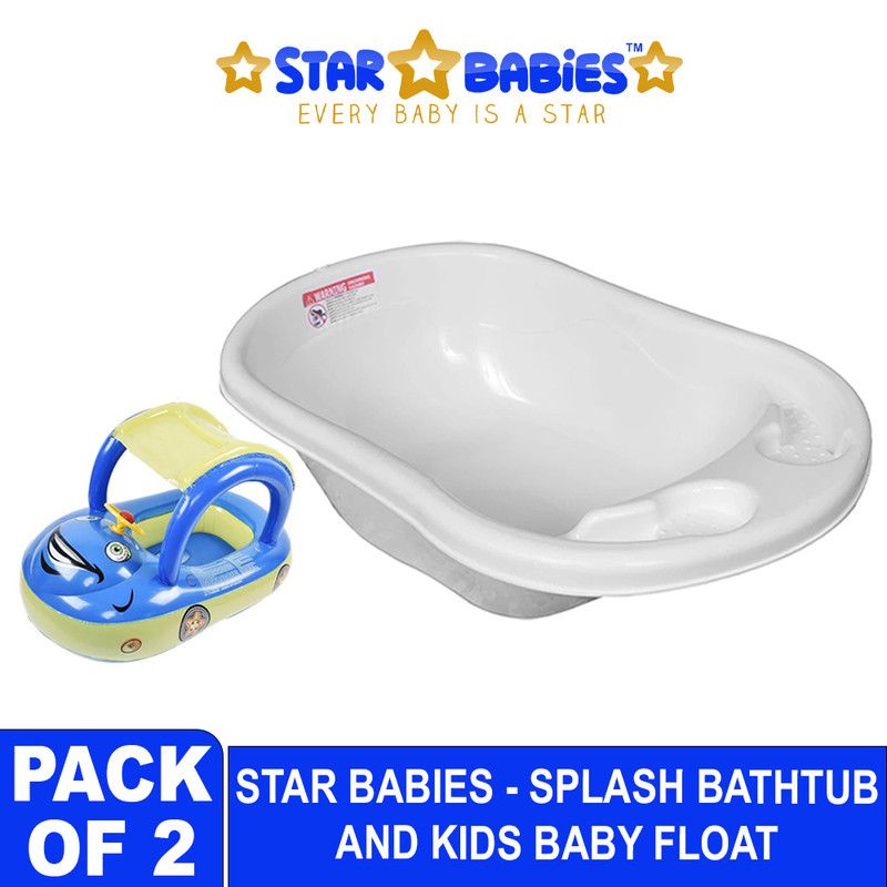 Star Babies - Sunbaby Splash Bath Tub With Baby Float - Blue/White