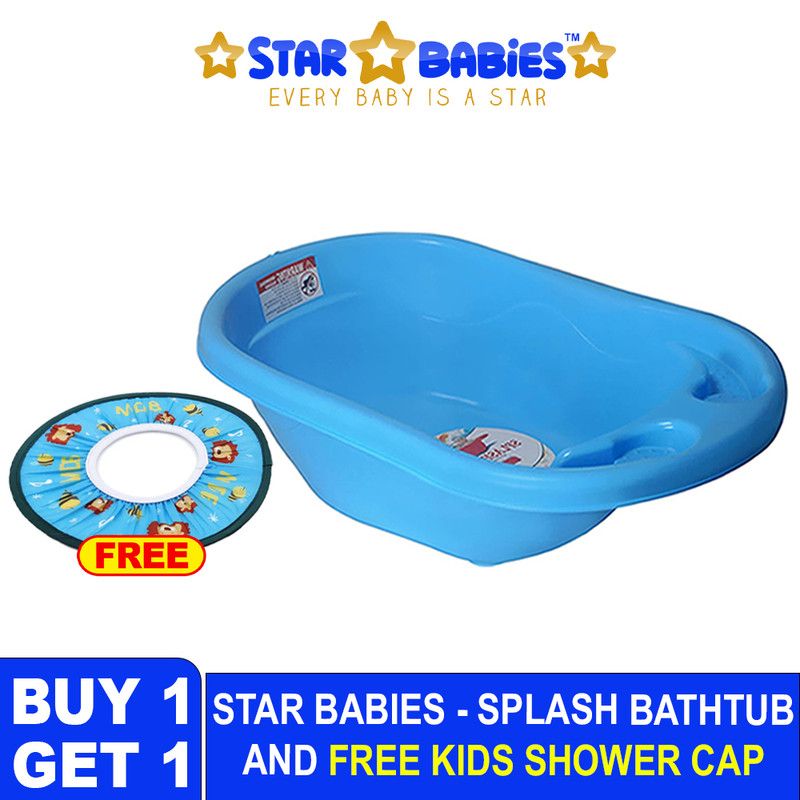 Star Babies - Sunbaby Splash Bath Tub With Kids Shower Cap - Blue