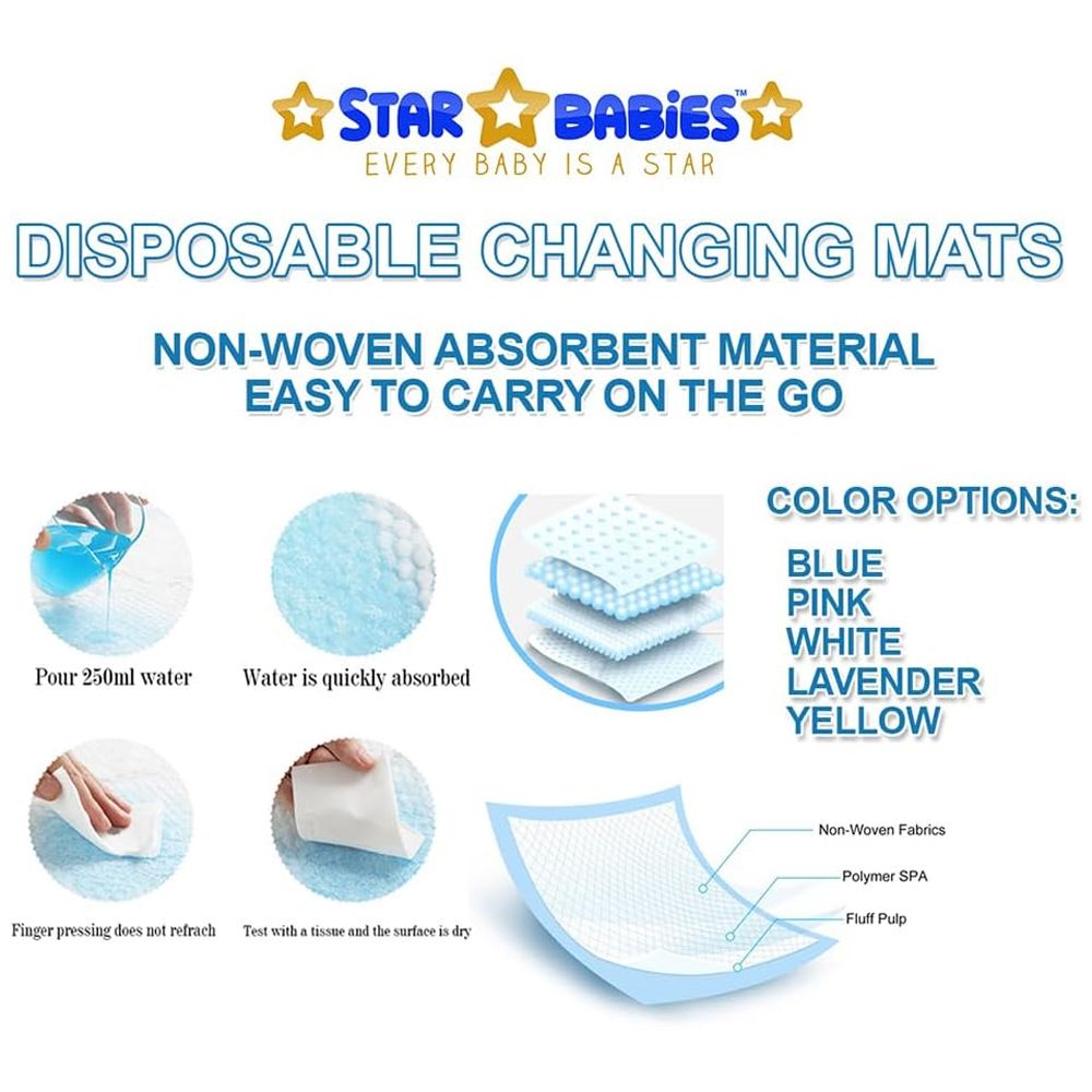 Star Babies - Disposable Changing Pads With Baby Disposable Bibs 90Pc Set - Lavender