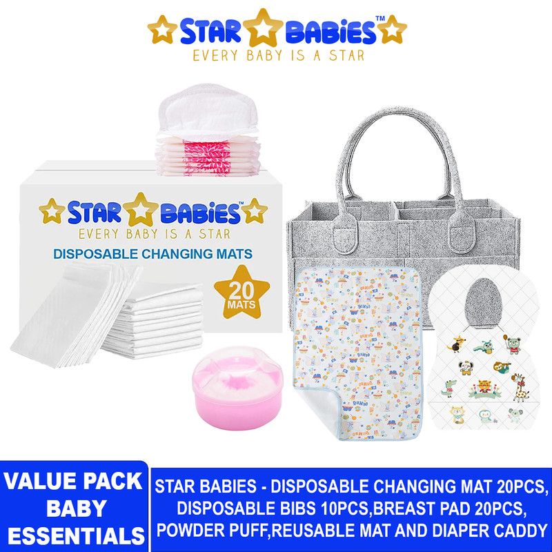 Star Babies - Baby Essentials Value Pack - White/Pink/Grey - 53 Pcs