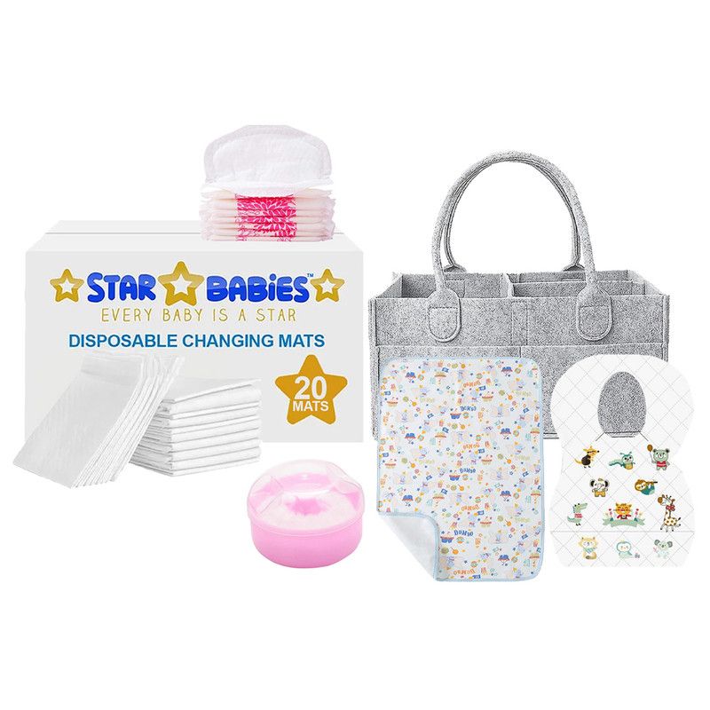 Star Babies - Baby Essentials Value Pack - White/Pink/Grey - 53 Pcs