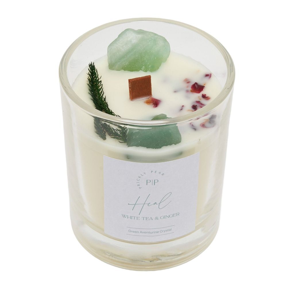 Prickly Pear - Green Aventurine Crystal Heal Candle