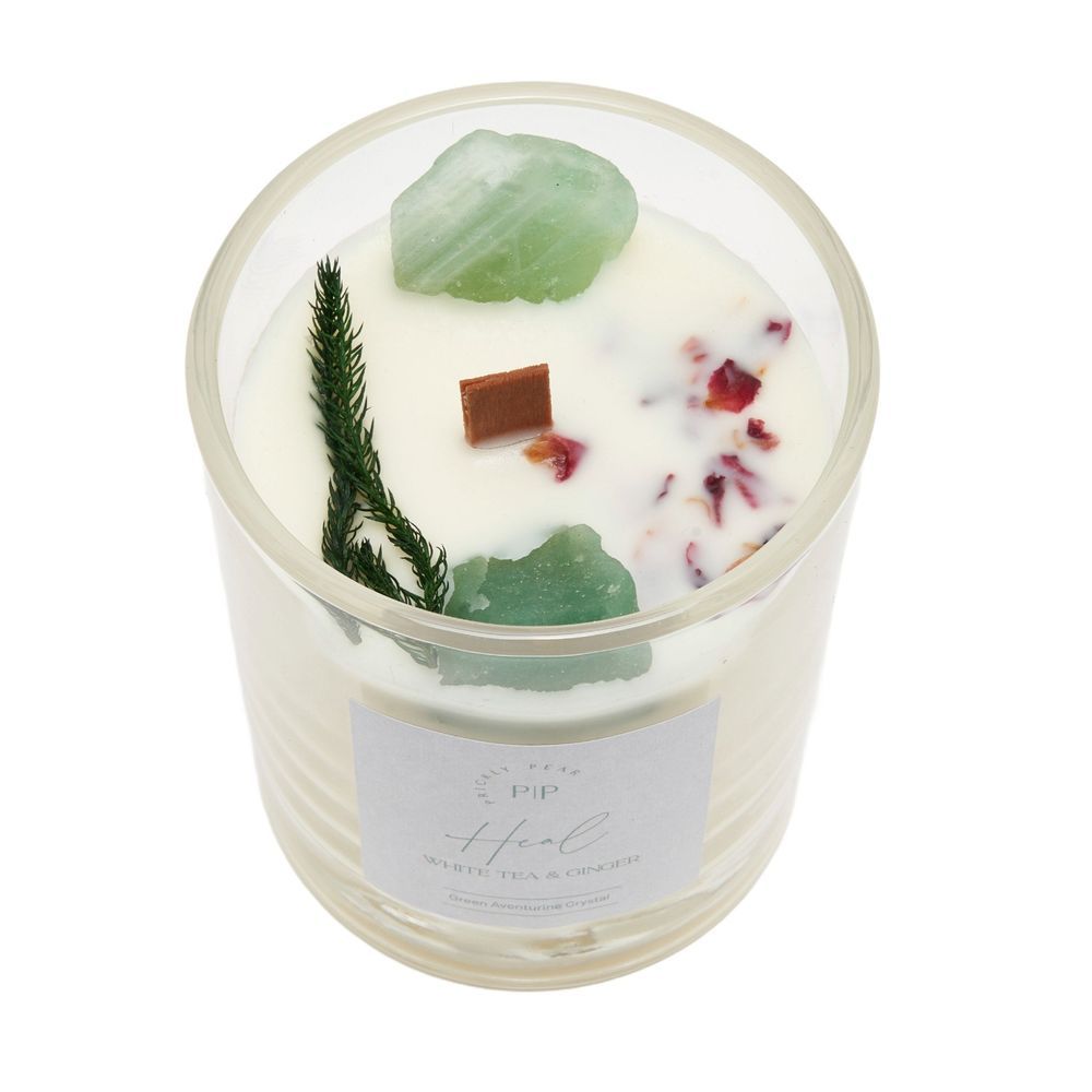 Prickly Pear - Green Aventurine Crystal Heal Candle