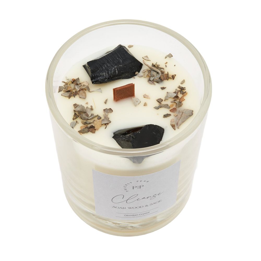 Prickly Pear - Obsidian Crystal Cleanse Candle