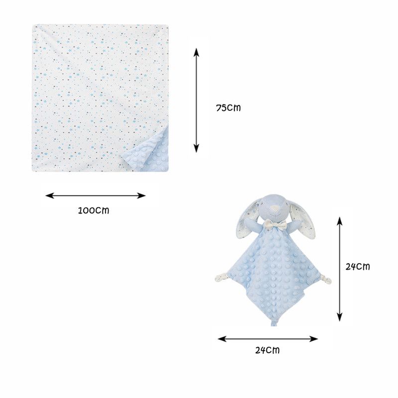 فاكتوري برايس - دمية وبطانية تهدئة الرضيع داني للمواليد الجدد - أرنب - أزرق