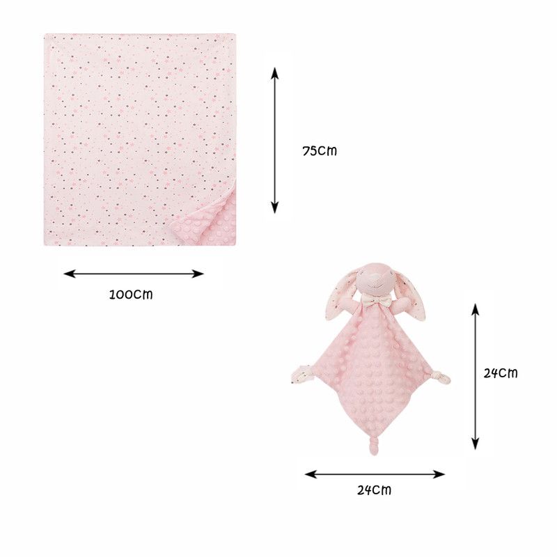 Factory Price - Danny Animal Stuffed Rabbit Comforter & Blanket Gift Set For Newborn - Pink