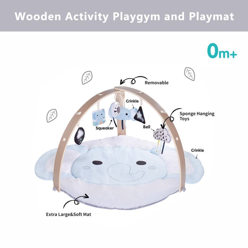 Factory Price - Nyra Wooden Activity Play Gym With Removable Plush Toys - Elephant