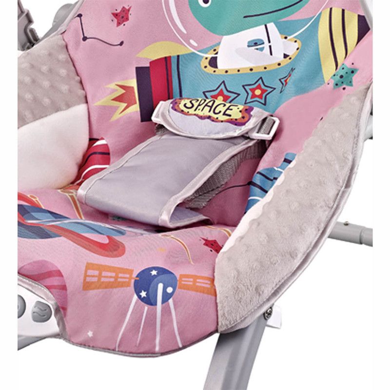 Factory Price - Printed Baby Bouncer With Music & Toys - Space Pink