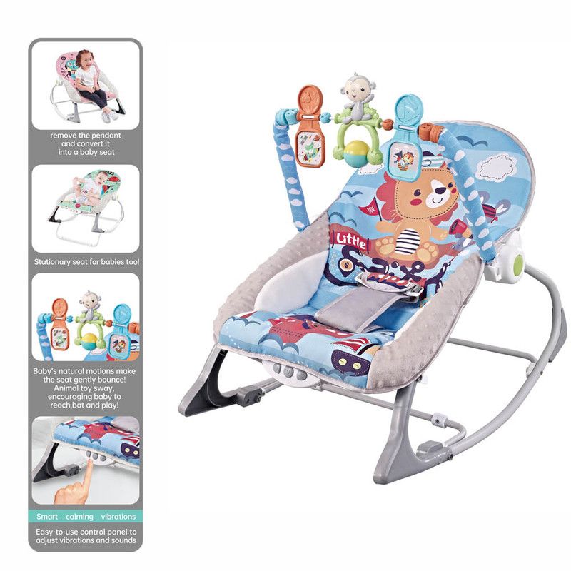 Factory Price - Printed Baby Rocker With Music & Toys - Lion