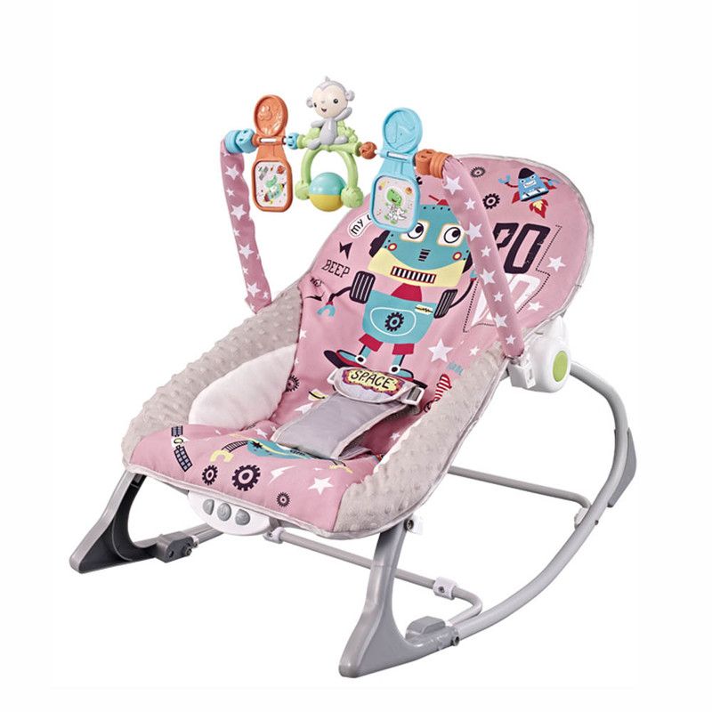 Factory Price - Printed Baby Rocker With Music & Toys - Space Pink