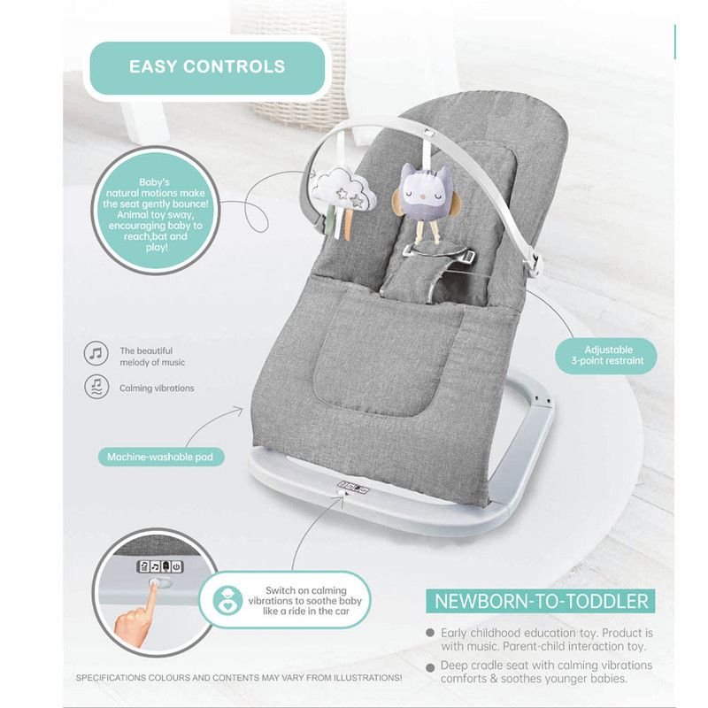 Factory Price - Winston Baby Bouncer With Removable Toys and Musics - Grey