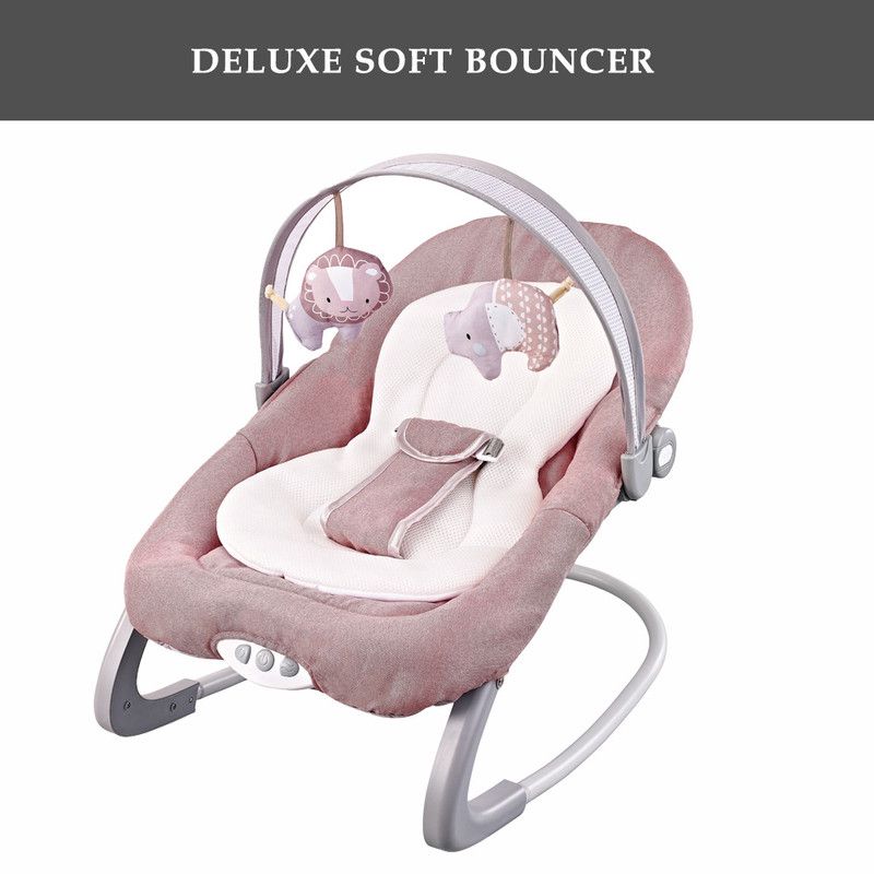 Factory Price - Royal Baby Bouncer With Toys & Music - Light Brown