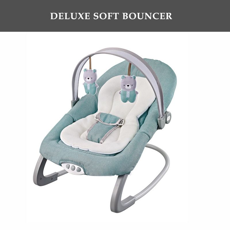 Factory Price - Royal Baby Bouncer With Toys & Music - Light Green