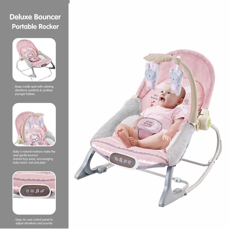 Factory Price - Destiny Infant Bouncer With Music & Toys - Pink