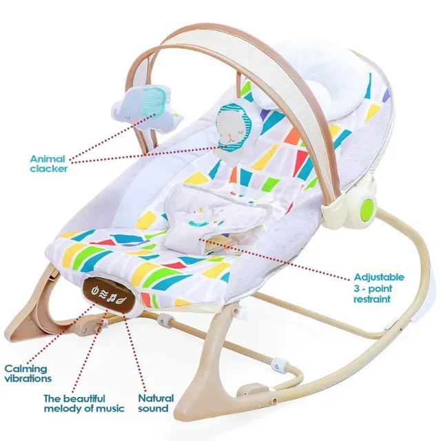 Factory Price - Miller Infant Bouncer With Music & Toys Multicolor - Grey