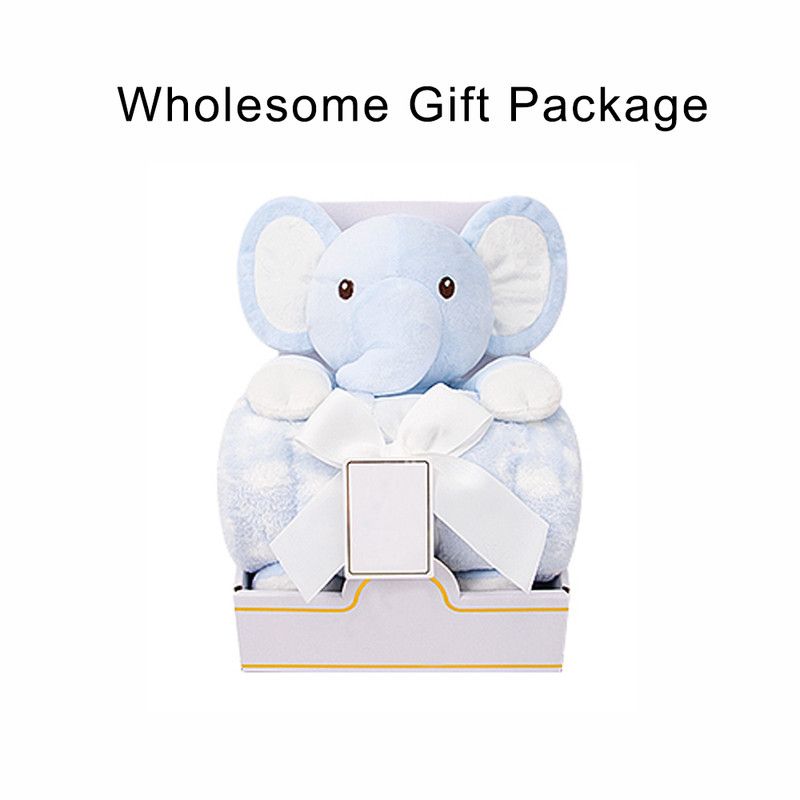 Factory Price - Cuddly Elephant Toy & Blanket Gift Set For Newborn - Blue