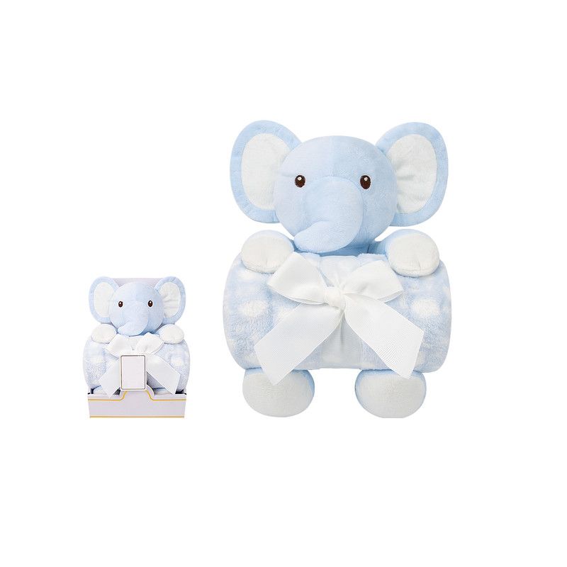 Factory Price - Cuddly Elephant Toy & Blanket Gift Set For Newborn - Blue