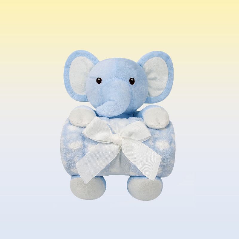 Factory Price - Cuddly Elephant Toy & Blanket Gift Set For Newborn - Blue