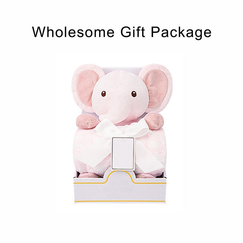 Factory Price - Cuddly Elephant Toy & Blanket Gift Set For Newborn - Pink