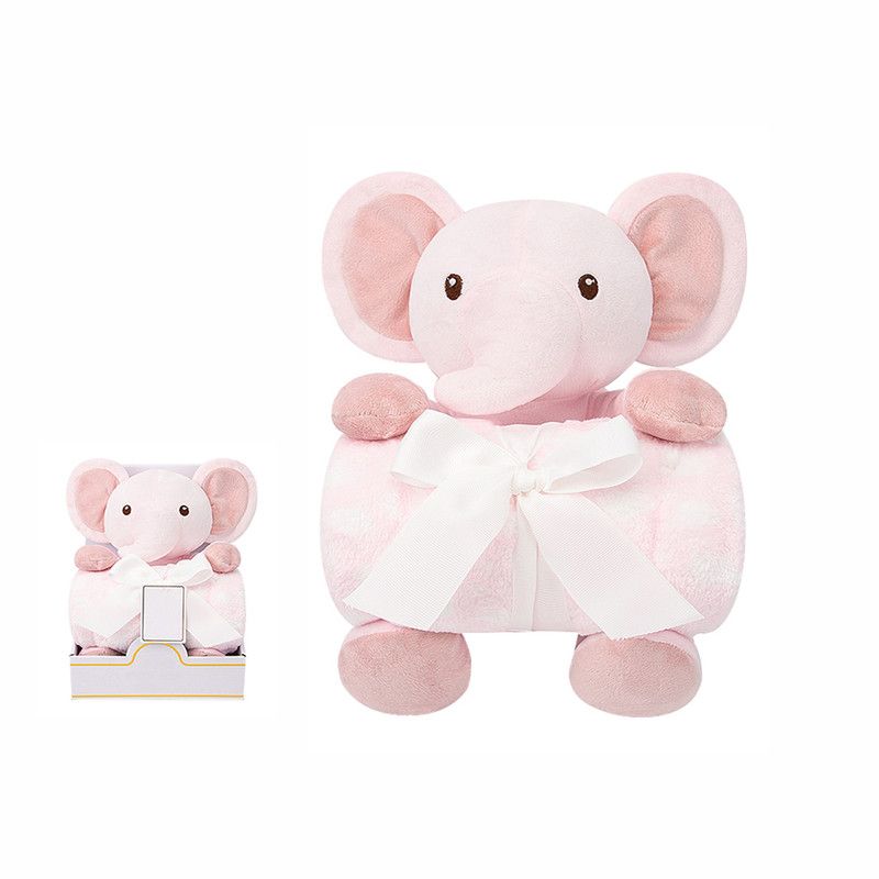 Factory Price - Cuddly Elephant Toy & Blanket Gift Set For Newborn - Pink