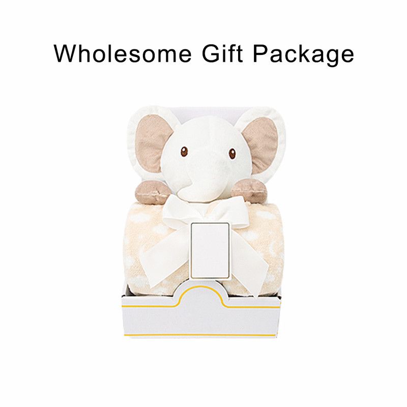 Factory Price - Cuddly Elephant Toy & Blanket Gift Set For Newborn - White